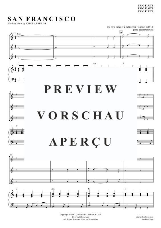 Produktgalerie: Seite 2 von 11 San Francisco, McKenzie, Scott, (Flöten Trio + Klavier)