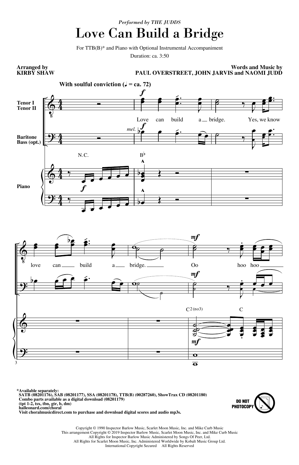 Product picture to: Love Can Build A Bridge (arr. Kirby Shaw)