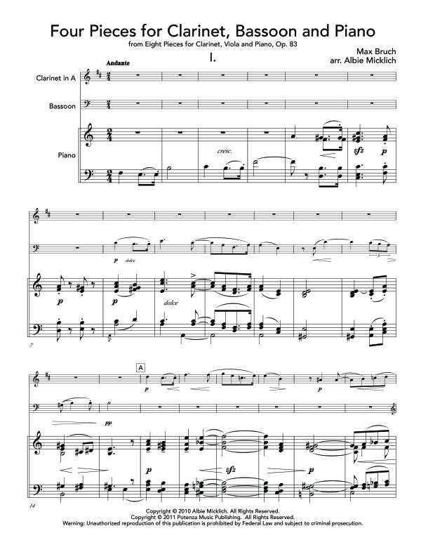 Produktgalerie: Seite 1 von 11 Four Pieces, , (Trio Klarinette, Fagott und Klavier)