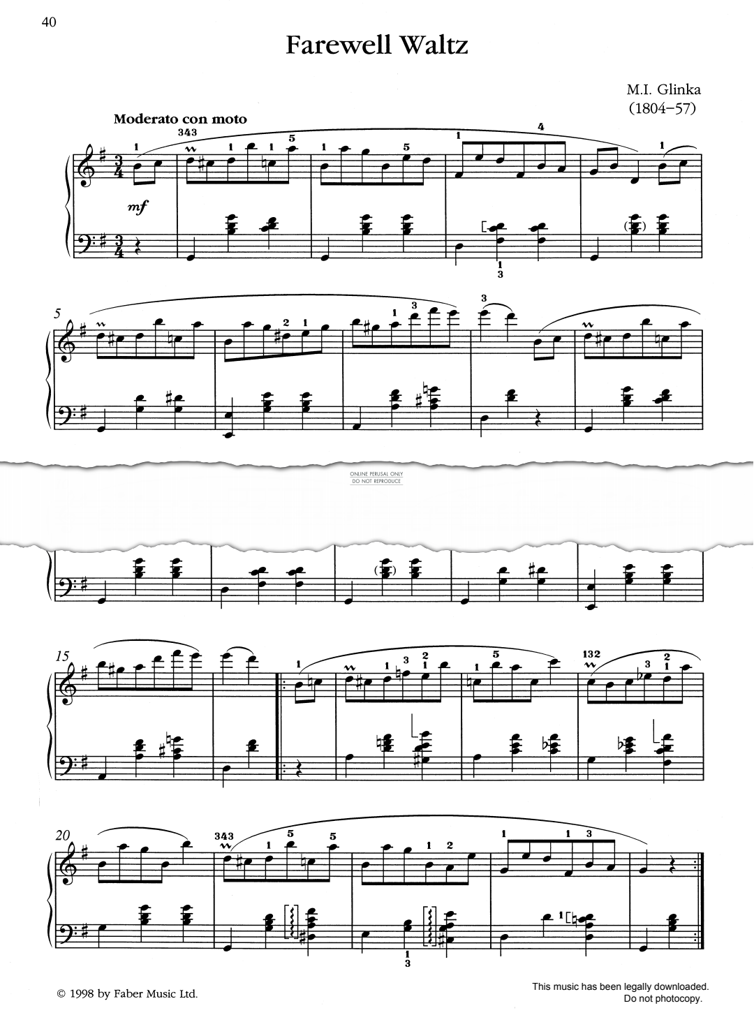 gallery: Farewell Waltz, Mikhail Glinka, Klavier