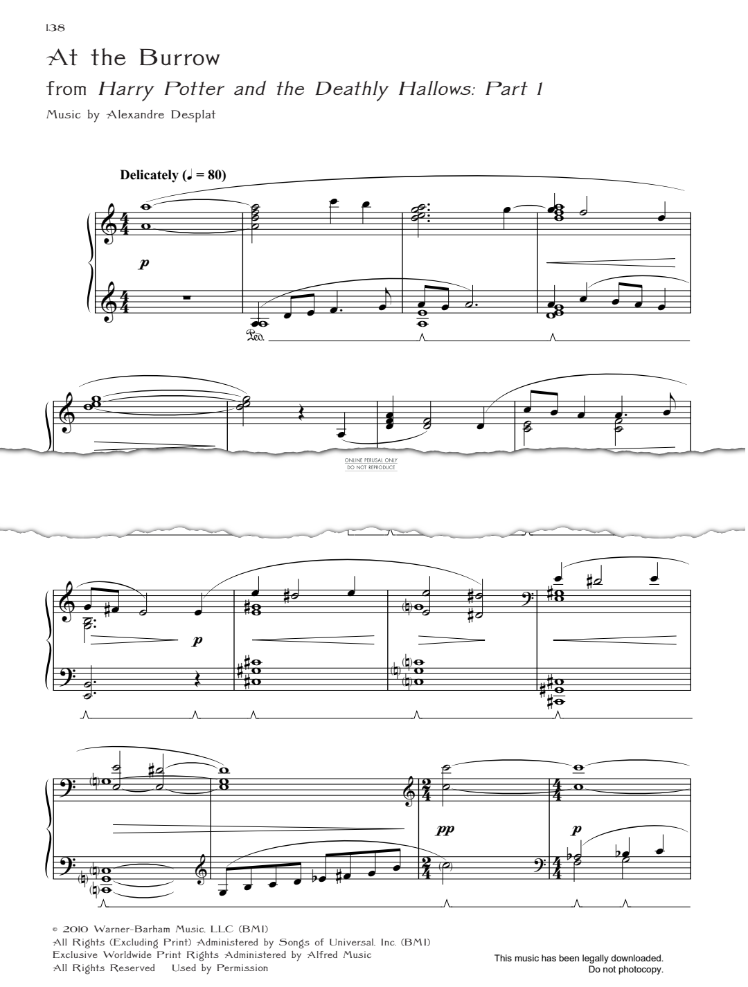 Produktgalerie: Seite 1 von 1 At The Burrow (from 'Harry Potter And The Deathly Hallows: Part 1'), Alexandre Desplat, Klavier