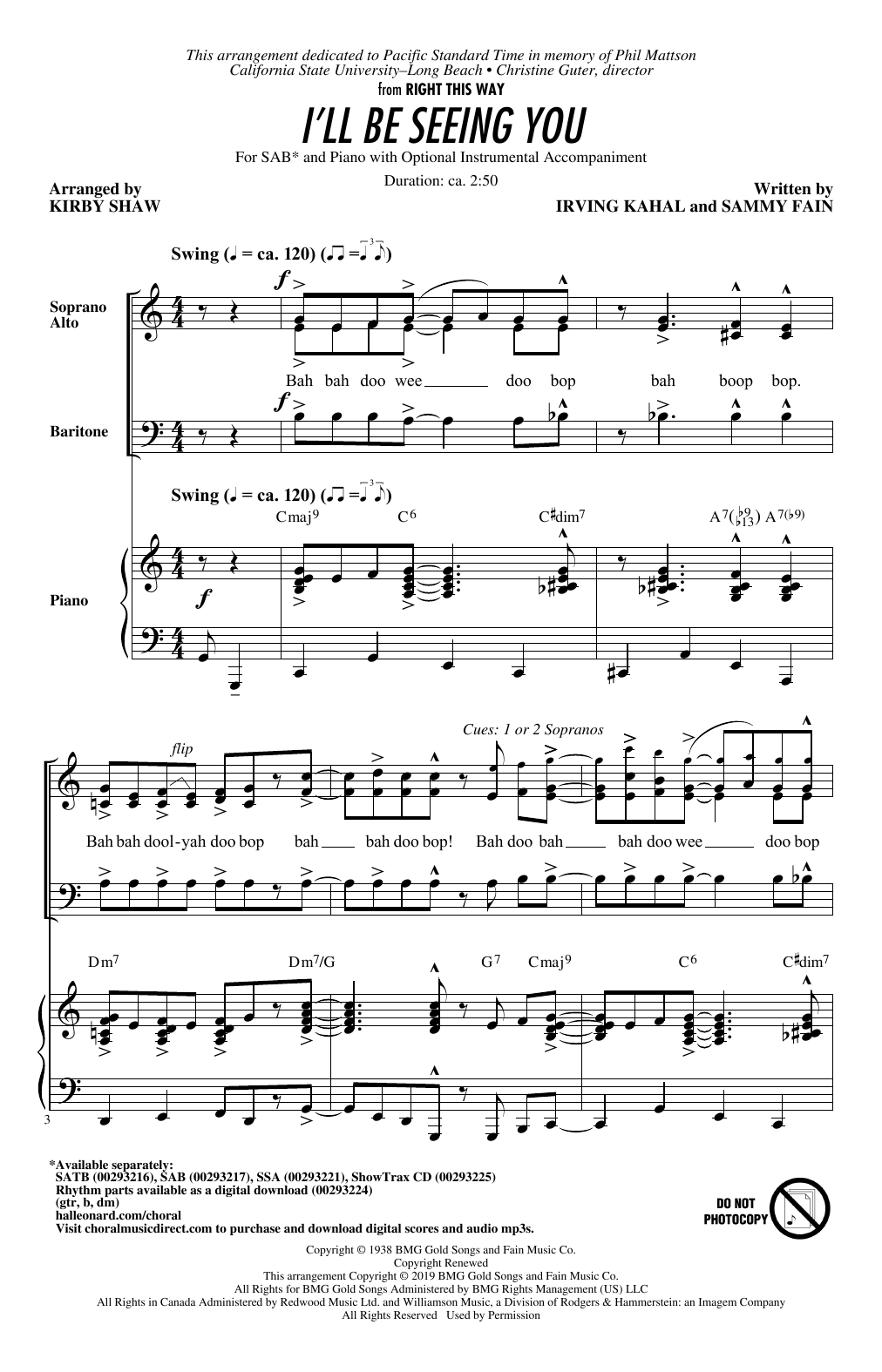Produktgalerie: Seite 1 von 1 I'll Be Seeing You (arr. Kirby Shaw), Sammy Fain, Chor