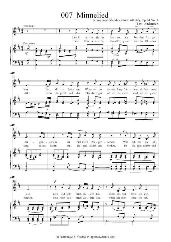Product picture to: Minnelied Felix Mendelssohn Bartholdy (1809-1947)