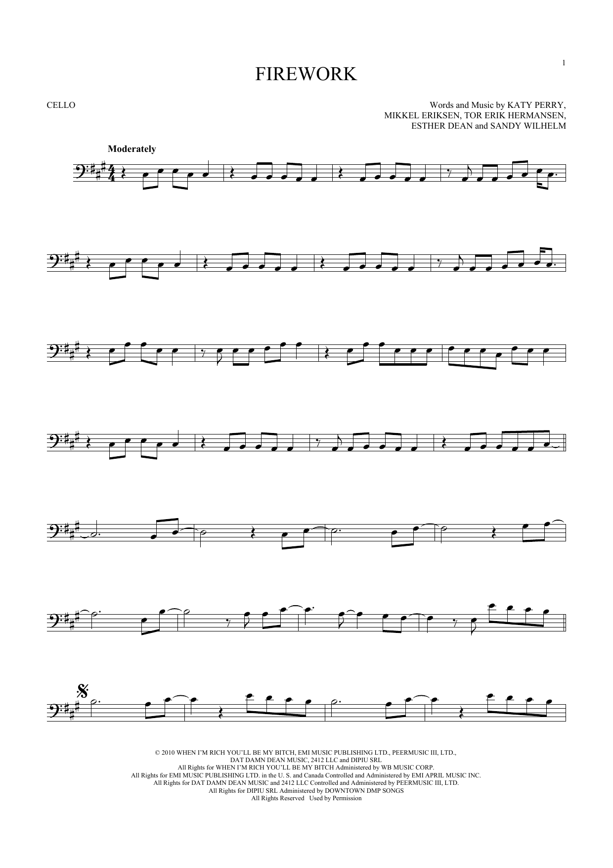 Produktgalerie: Seite 1 von 1 Firework, Katy Perry, Violoncello