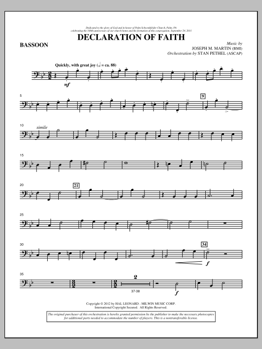 Product picture to: Declaration Of Faith - Bassoon