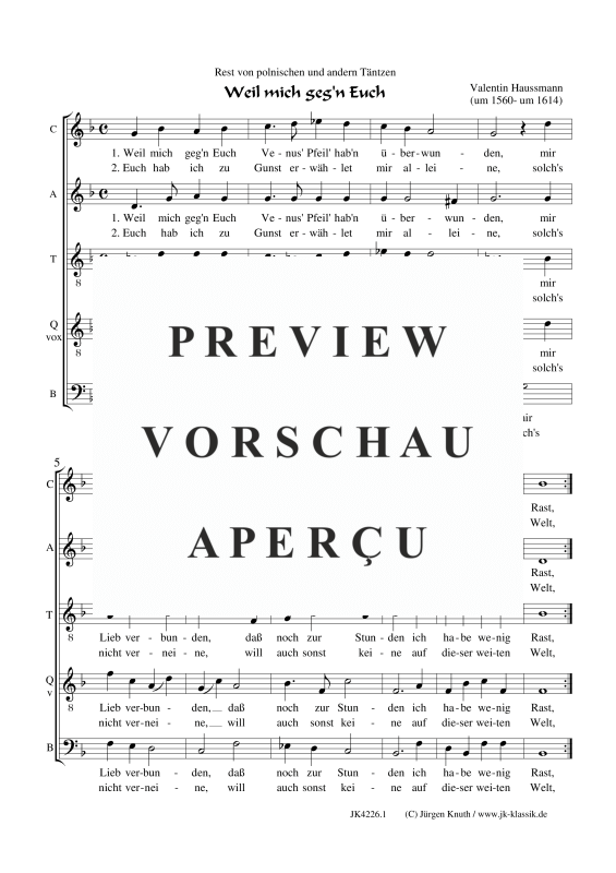 gallery: Weil mich geg´n Euch (Rest von polnischen und andern Täntzen), , Gemischter Chor 5-stimmig SATQB