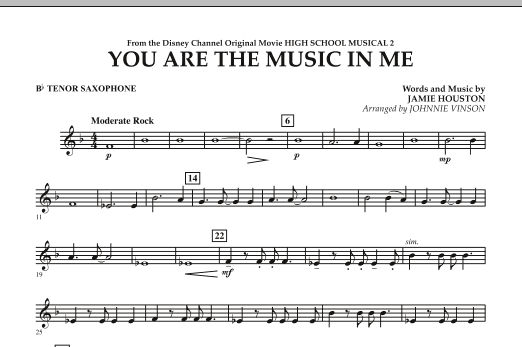 Product picture to: You Are The Music In Me (from High School Musical 2) - Bb Tenor Saxophone