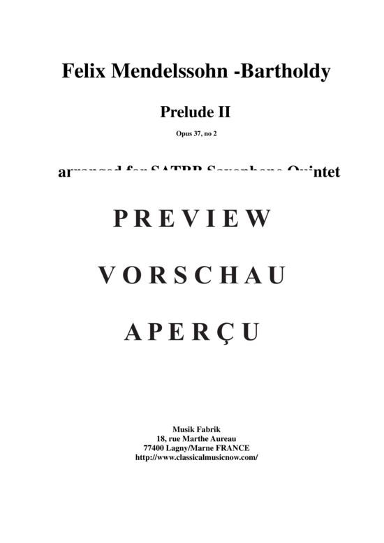 Product gallery: Page 11 of 21 Prelude 2 , , (Saxophone Quintet SATBB)