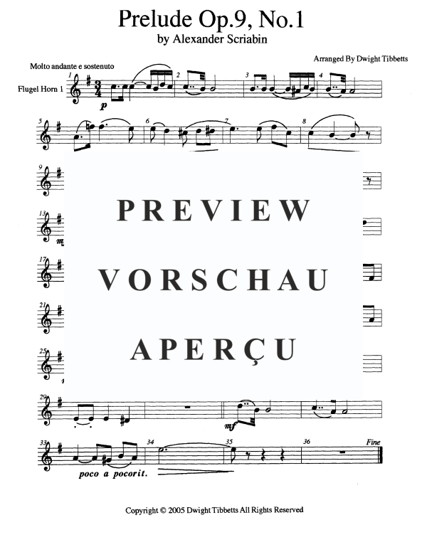 Product gallery: Page 10 of 11 Prelude, Opus 9 No. 1, , Brass Quintet