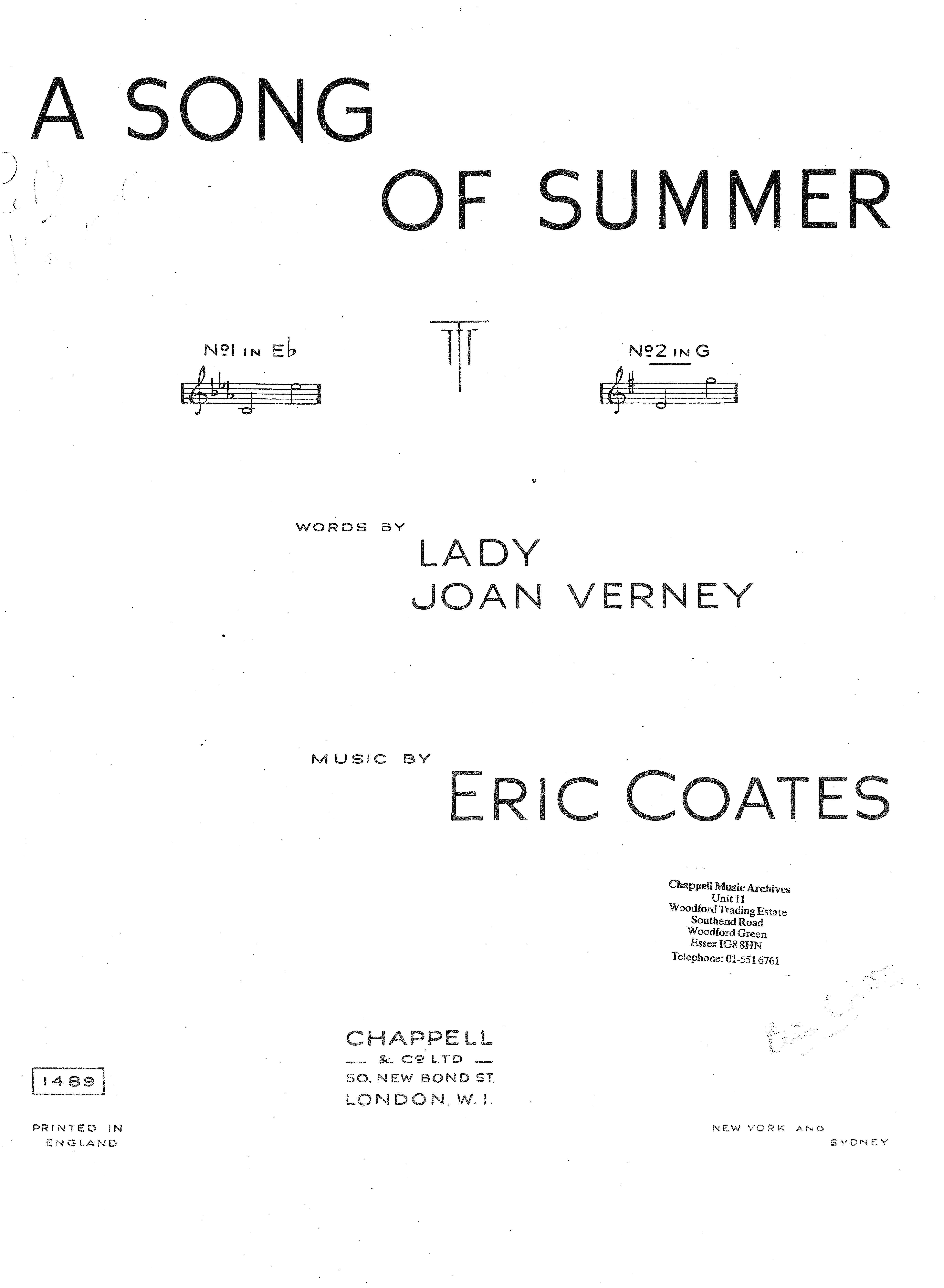 cover: A Song Of Summer, Eric Coates