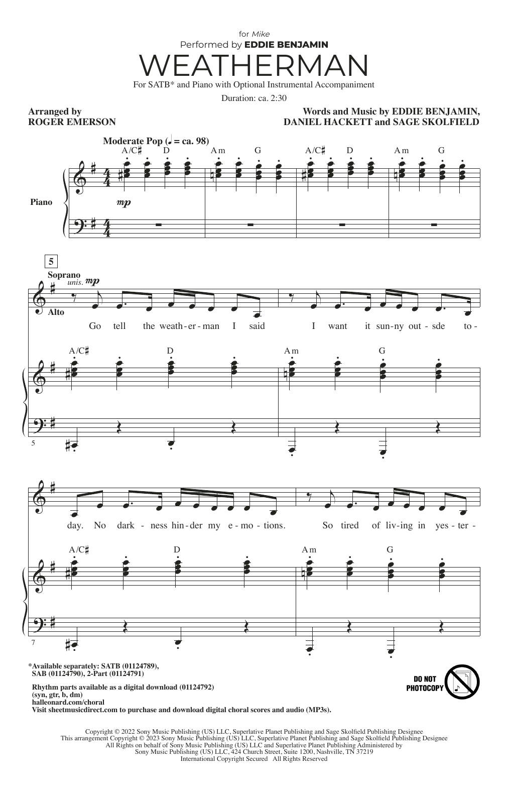 Produktbild zu: Weatherman (arr. Roger Emerson)