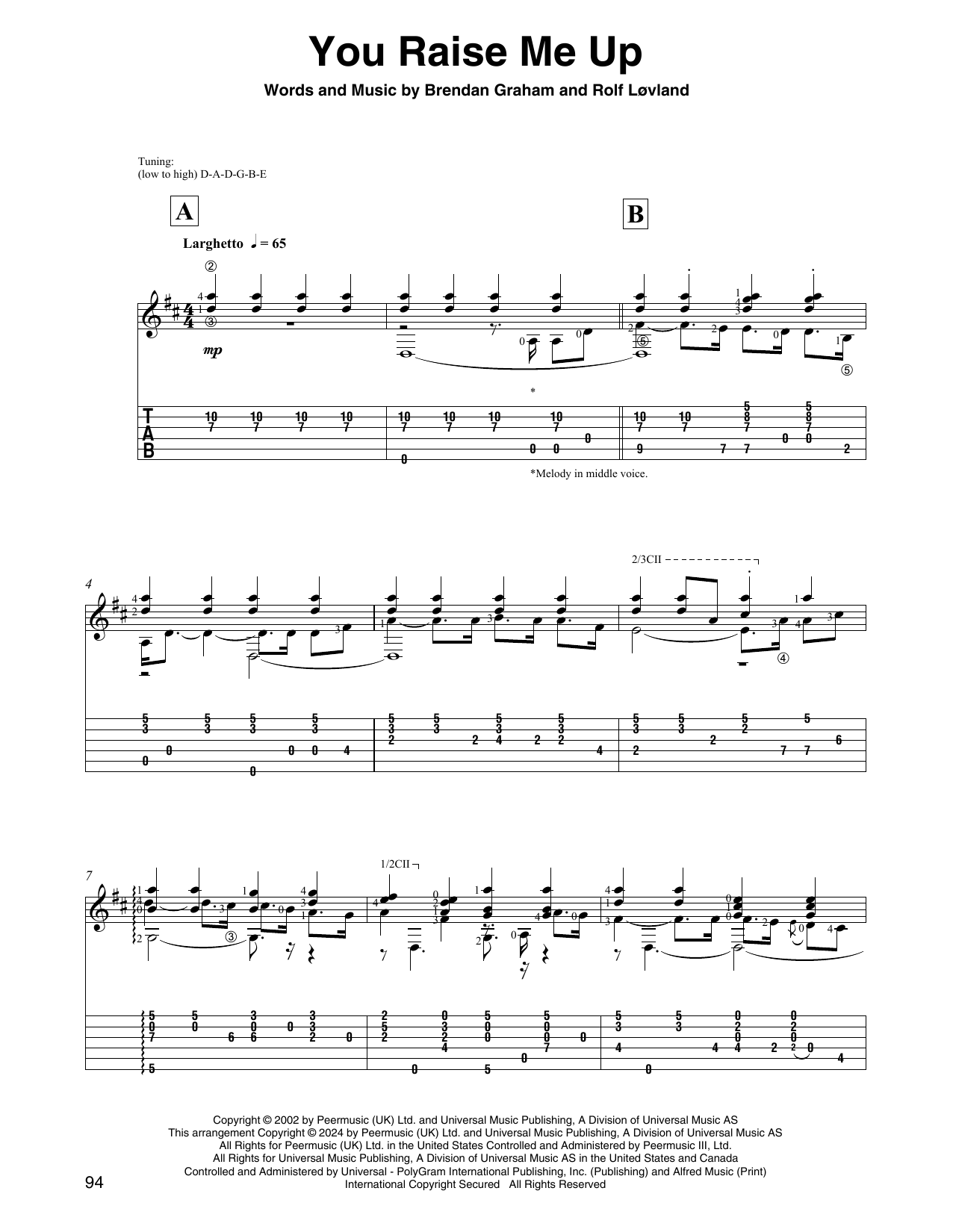 Produktgalerie: Seite 1 von 1 You Raise Me Up (arr. David Jaggs), Josh Groban, Gitarre