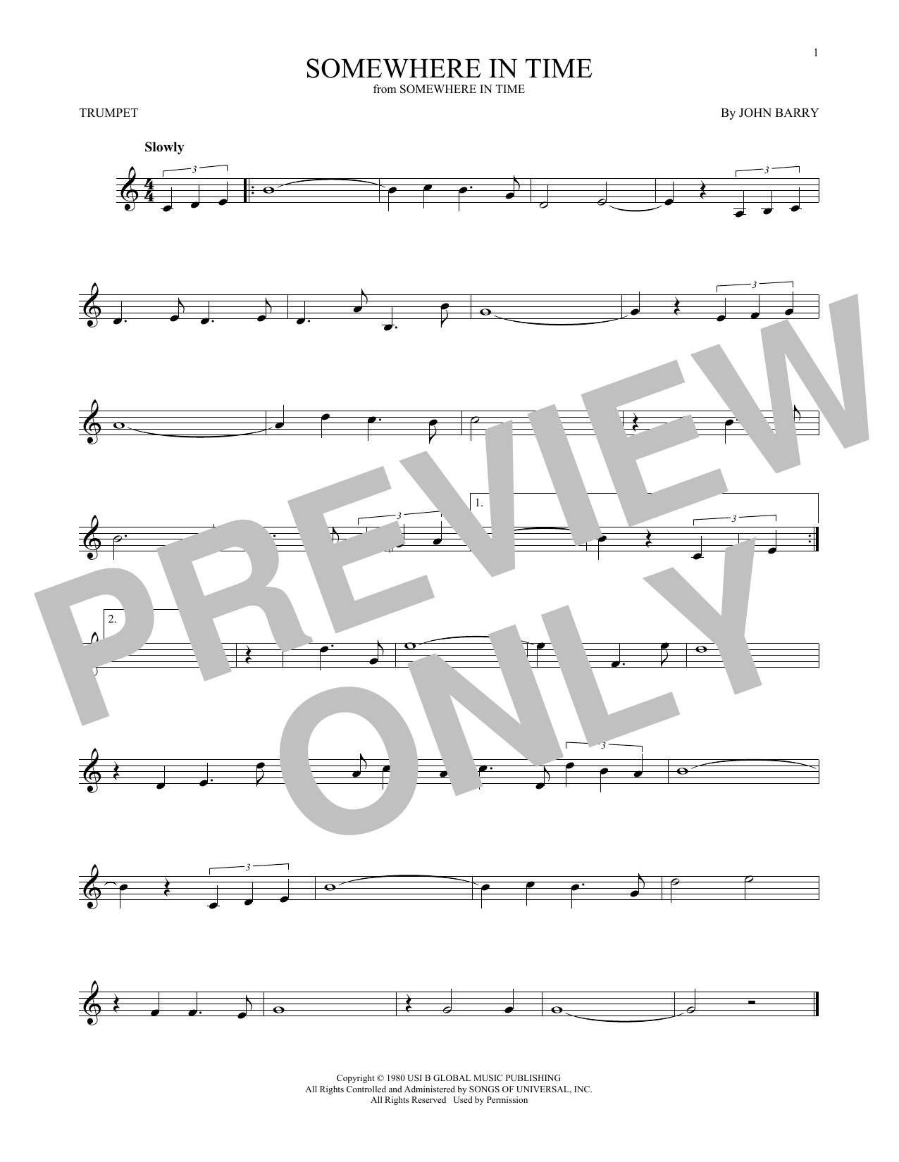 Produktgalerie: Seite 1 von 1 Somewhere In Time, John Barry, Trompete
