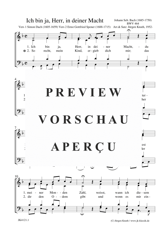 gallery: Ich bin ja, Herr, in deiner Macht BWV 464, , Gemischter Chor