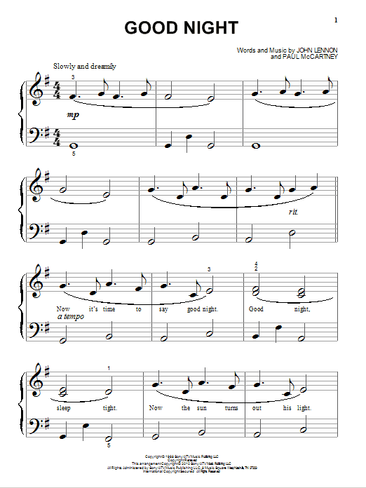 Produktgalerie: Seite 1 von 1 Good Night, The Beatles, Klavier