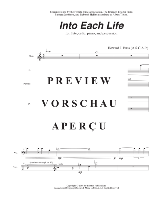 Product gallery: Page 6 of 21 Into Each Life , , (flute, cello, piano and percussion)