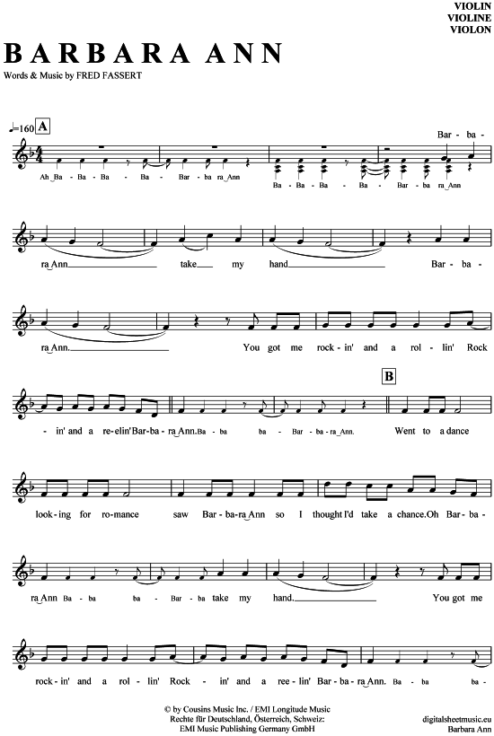 Product gallery: Page 1 of 4 Barbara Ann , Beach Boys, (violin)