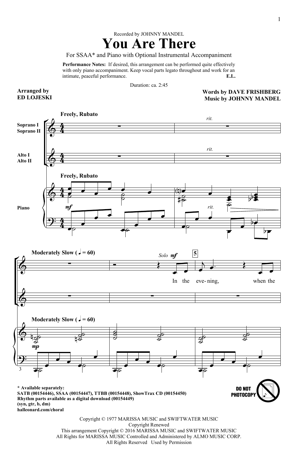 Produktgalerie: Seite 1 von 1 You Are There, Ed Lojeski, Chor