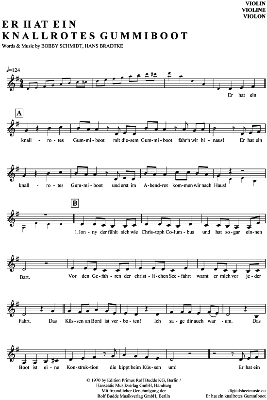 Product gallery: Page 1 of 4 Er hat ein knallrotes Gummiboot , Myhre, Wencke, (violin)