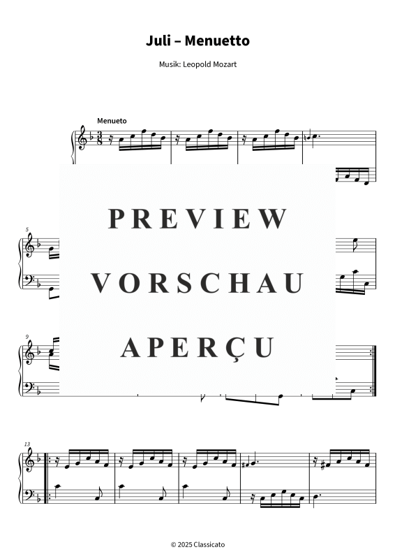 Produktgalerie: Seite 4 von 5 Juli - Menuetto, , Klavier Solo