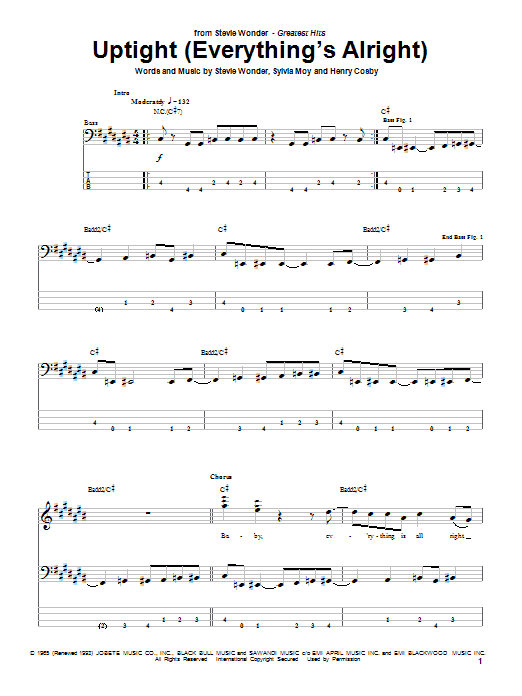 Produktgalerie: Seite 1 von 1 Uptight (Everything's Alright), Stevie Wonder, E-Bass