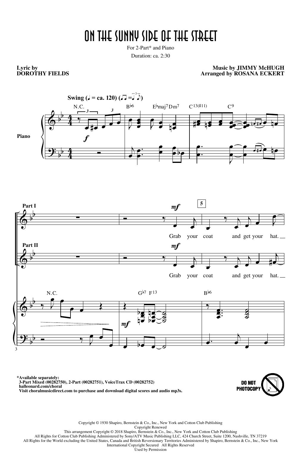 Product picture to: On The Sunny Side Of The Street (arr. Rosana Eckert)