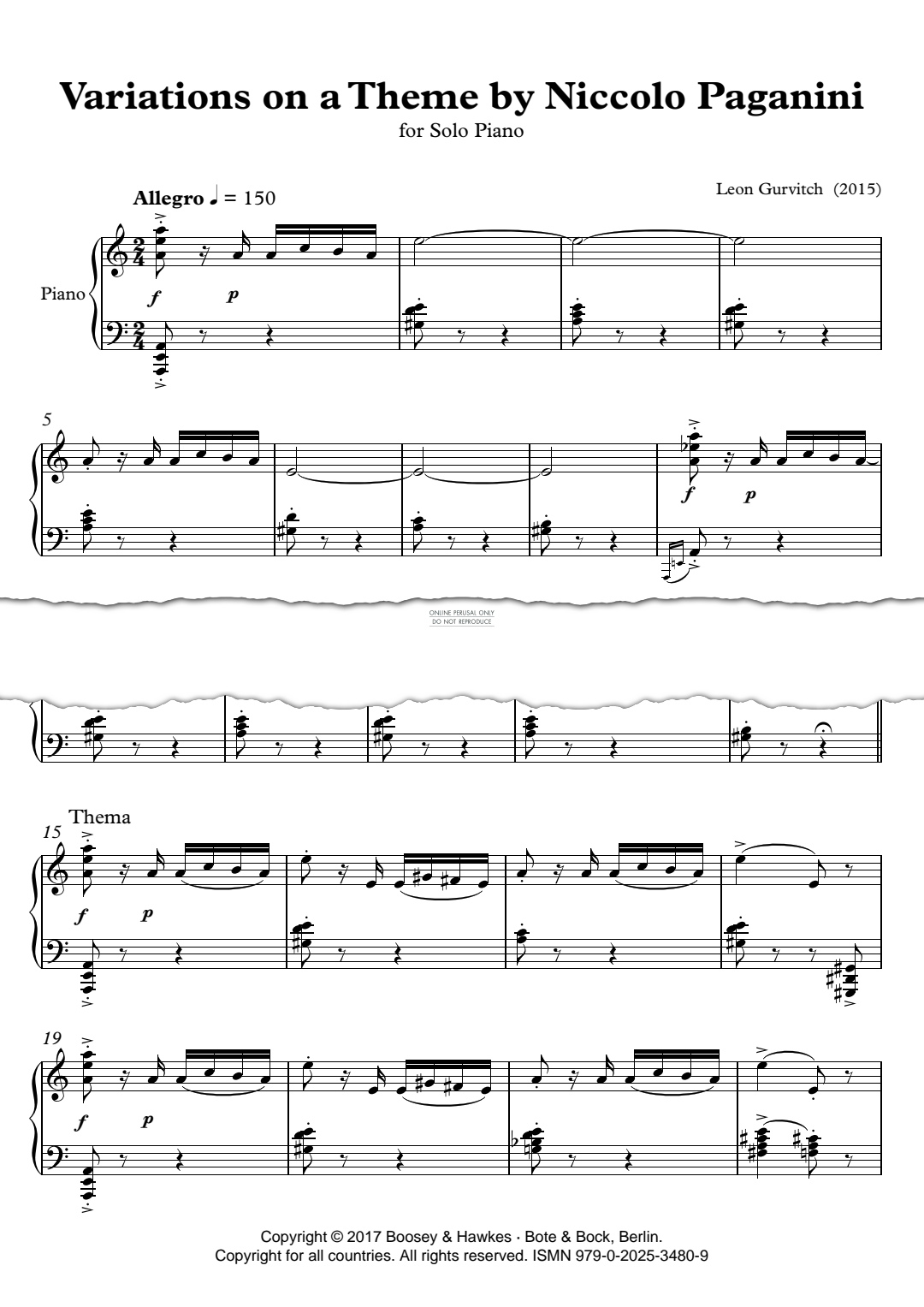 Produktgalerie: Seite 1 von 1 Variations on a Theme by Niccolò Paganini, Leon Gurvitch, Klavier