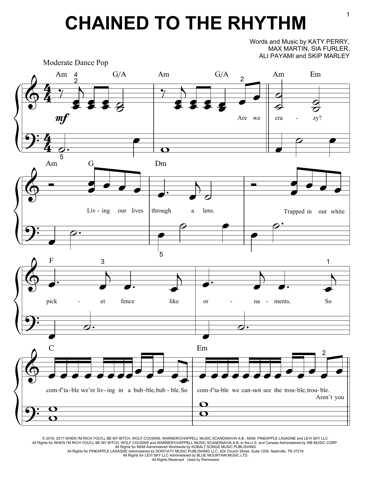 Produktgalerie: Seite 1 von 1 Chained To The Rhythm, Katy Perry, Klavier