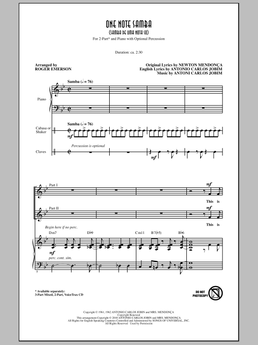 Product picture to: One Note Samba (Samba De Uma Nota So)