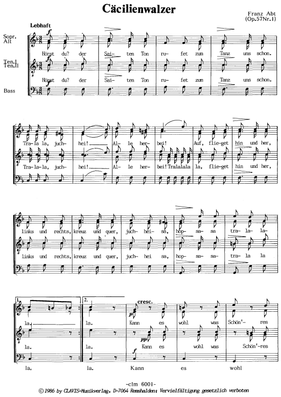 Product picture to: Cäcilienwalzer Franz Abt