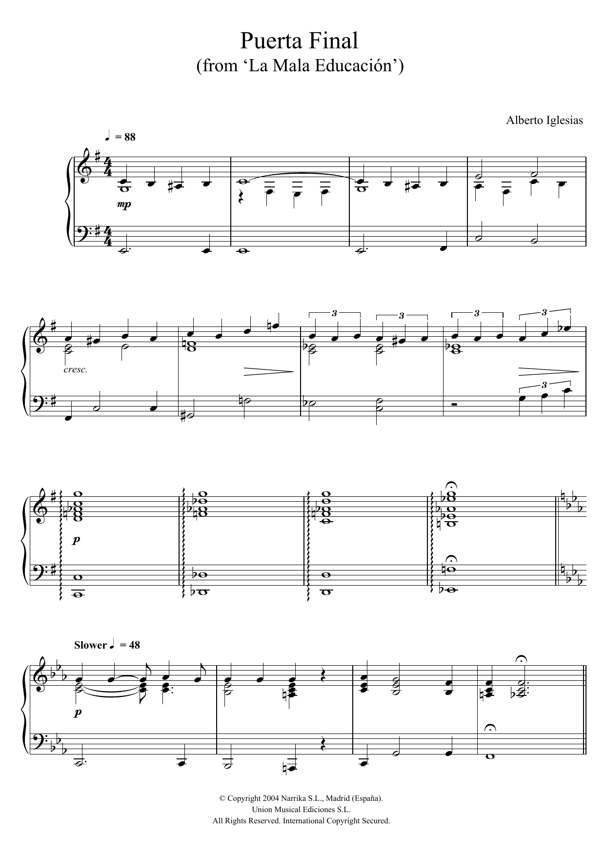 Produktbild zu: Puerta Final (from "La Mala Educacion")