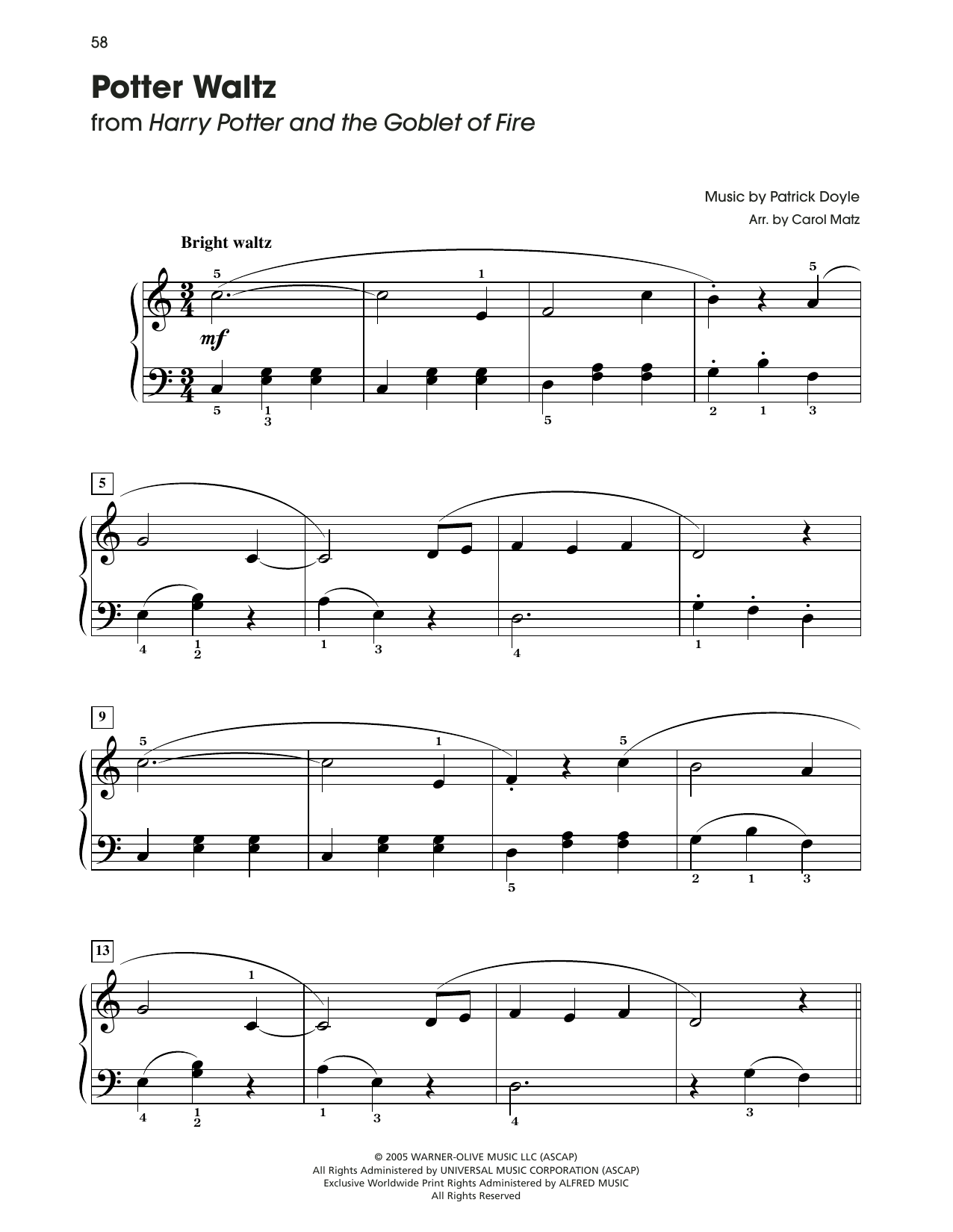 Product picture to: Potter Waltz (from Harry Potter) (arr. Carol Matz)