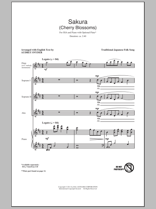 Produktgalerie: Seite 1 von 1 Sakura (Cherry Blossoms), Audrey Snyder, Chor