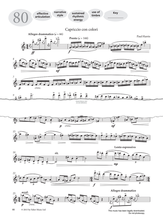 Product gallery: Page 1 of 1 Study No.80 'Capriccio Con Colori' (from 'More Graded Studies For Flute Book Two'), Paul Harris