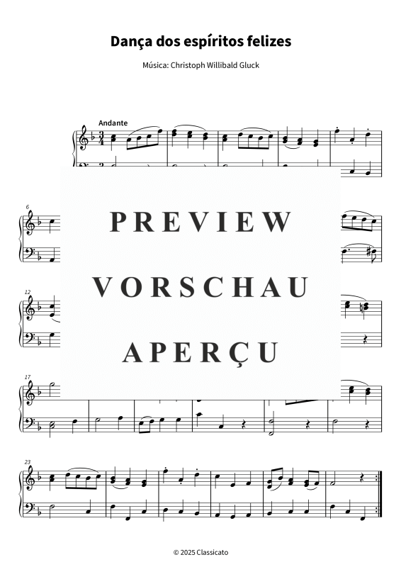 gallery: Dança dos espíritos felizes - versão simplificada, , Klavier Solo