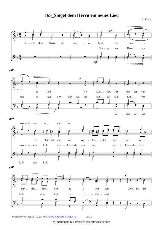 Product picture to: Singet dem Herrn ein neues Lied  B. Klein 