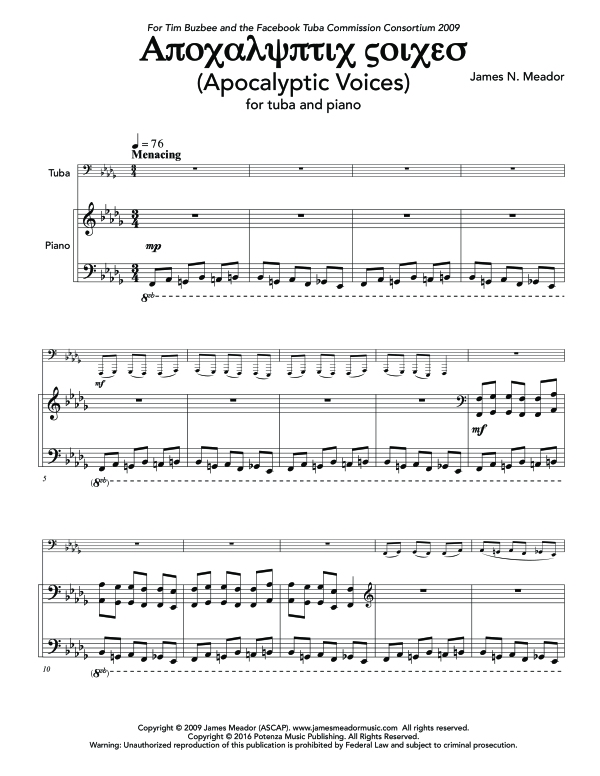 Product gallery: Page 1 of 11 Apocalyptic Voices, , (tuba and piano)