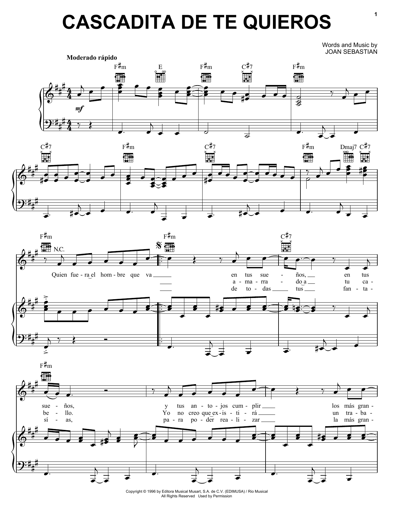Produktgalerie: Seite 1 von 1 Cascadita De Te Quieros, Joan Sebastian, Gesang, Gitarre, Klavier