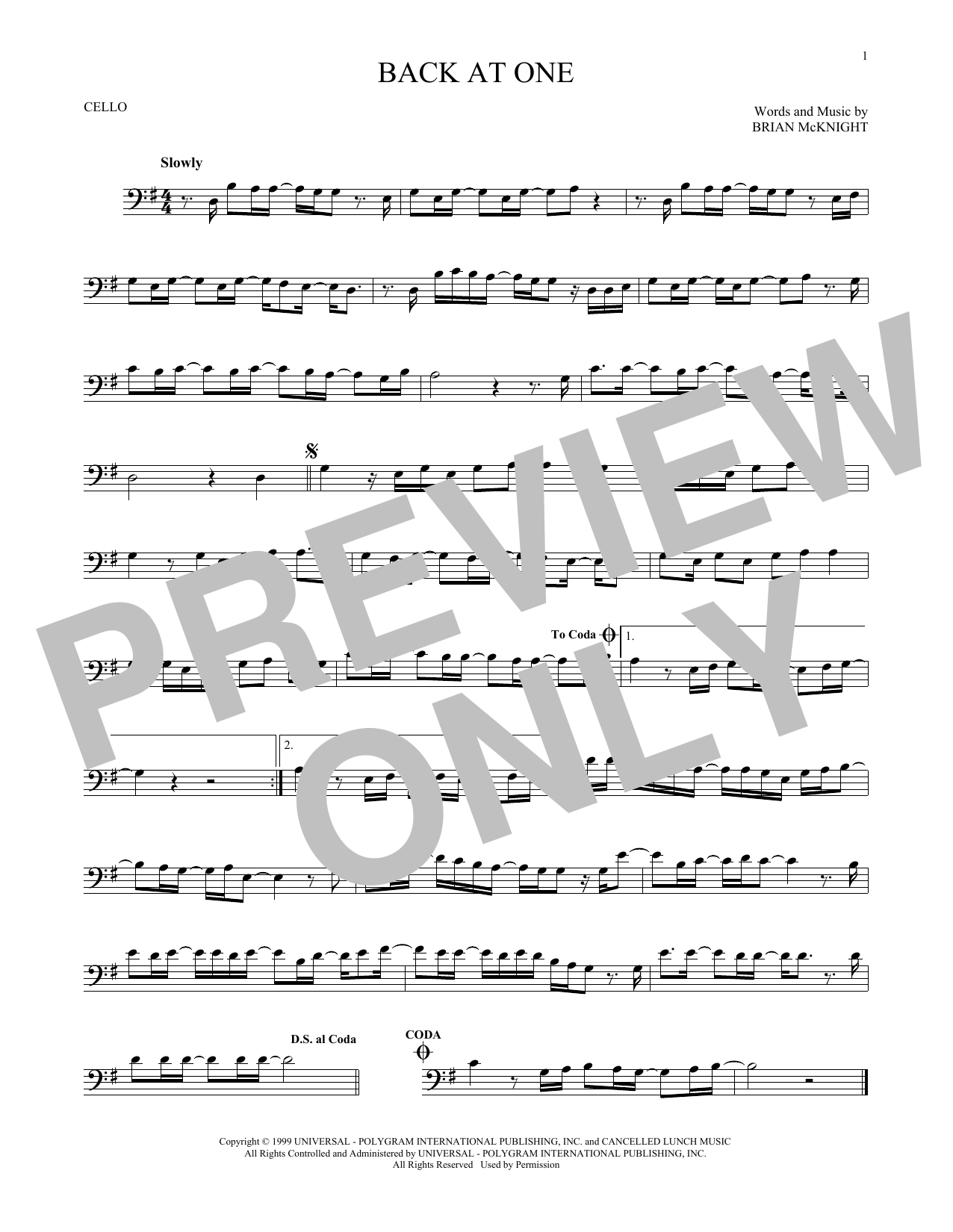 Produktgalerie: Seite 1 von 1 Back At One, Brian McKnight, Violoncello