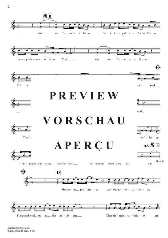 Product gallery: Page 3 of 5 Englishman in New York , Sting, (transverse flute)