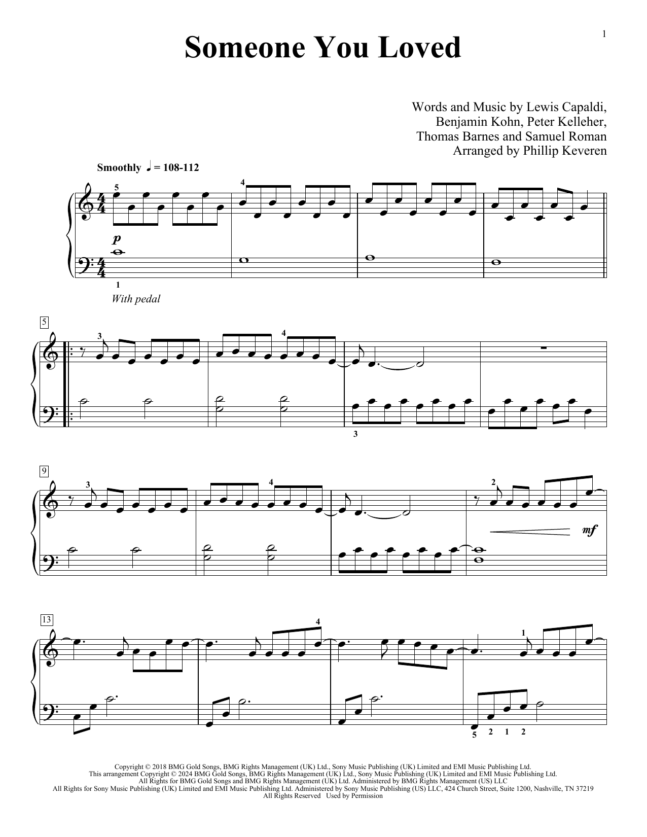 Product picture to: Someone You Loved (arr. Phillip Keveren)