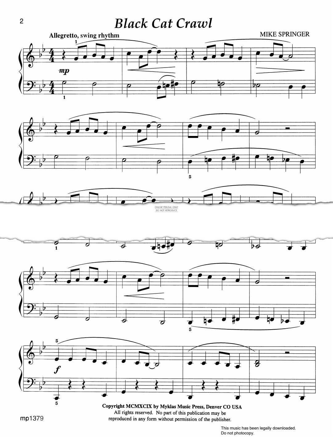 Produktgalerie: Seite 1 von 1 Black Cat Crawl, Mike Springer, Klavier