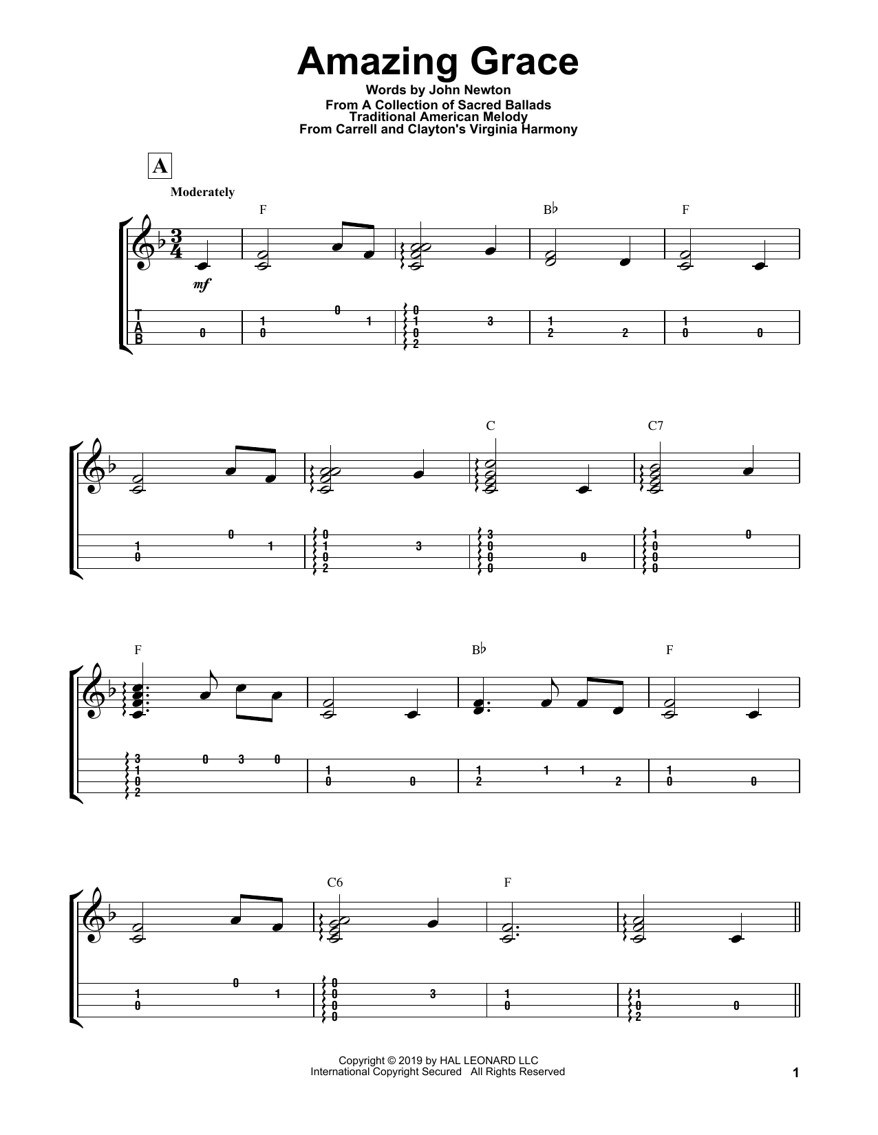 Product gallery: Page 1 of 1 Amazing Grace, Traditional American Melody