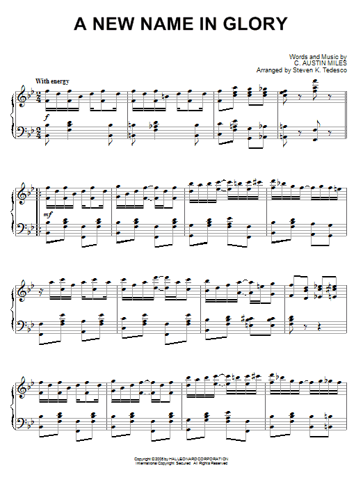 Product gallery: Page 1 of 1 A New Name In Glory [Ragtime version], Steven Tedesco
