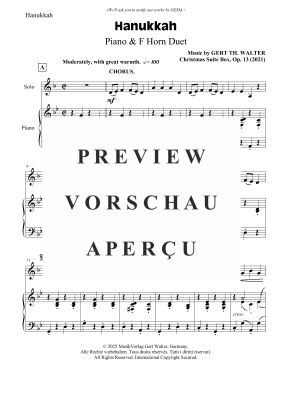 Produktgalerie: Seite 2 von 6 Hanukkah, , Horn in F und Klavier