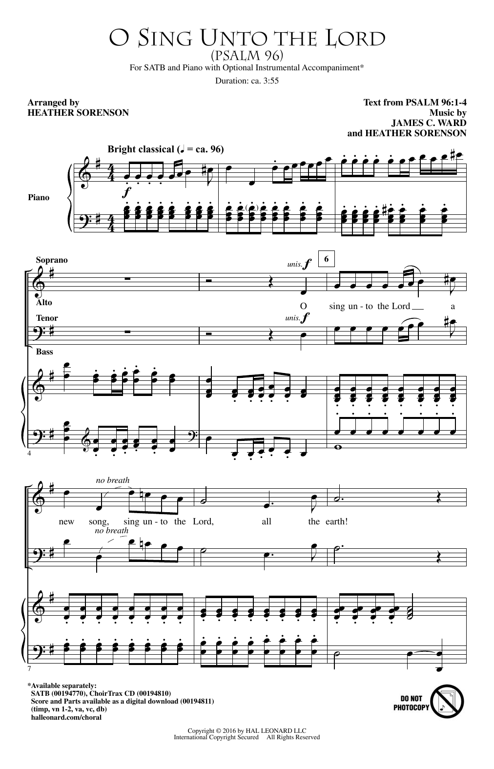 Product picture to: O Sing Unto The Lord (Psalm 96)