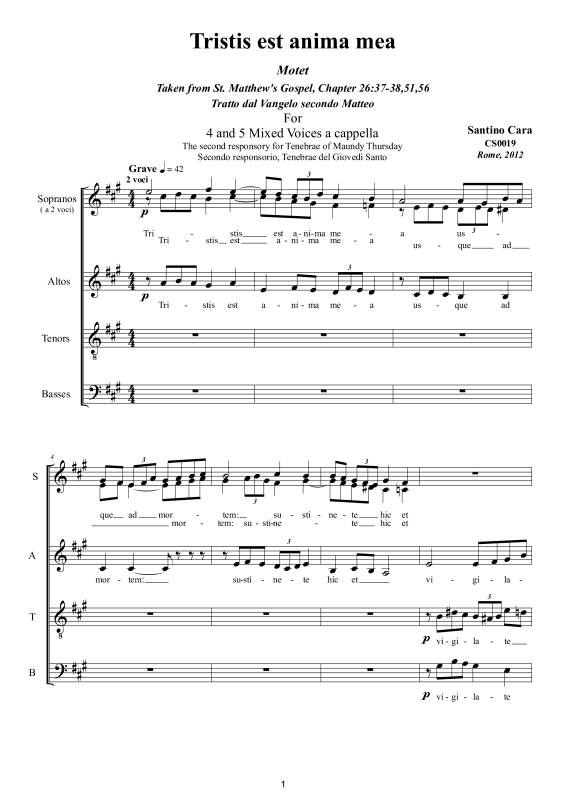 Produktbild zu: Tristis est anima mea - Geistliche MotetteSantino Cara