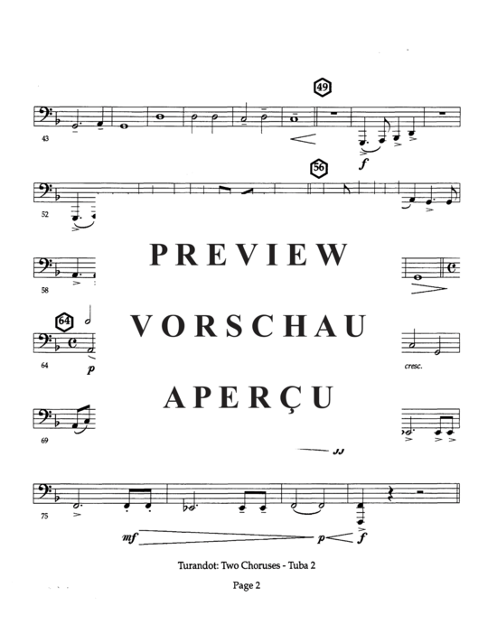 Product gallery: Page 19 of 19 Turandot: Two Choruses , , (Tuba Quartett EETT)
