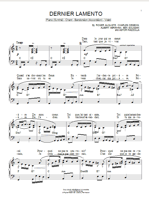 Product gallery: Page 1 of 1 Dernier lamento, Astor Piazzolla