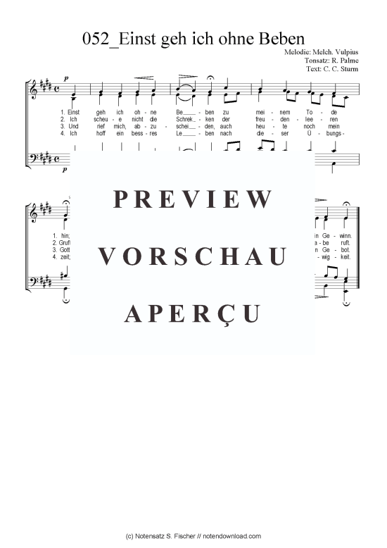 Product picture to: Einst geh ich ohne Beben Melch. Vulpius Tonsatz: R. Palme / C. C. Sturm